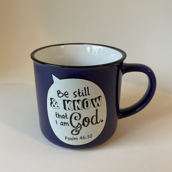 Be Still and Know Blue Ceramic Camp-style Coffee Mug - Psalm 46:10 - Picture 7 of 13